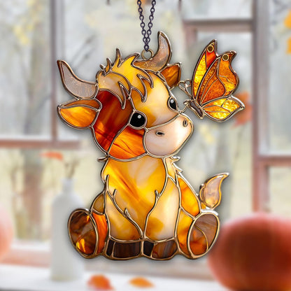 Cow & Butterfly Acrylic Window Suncatcher