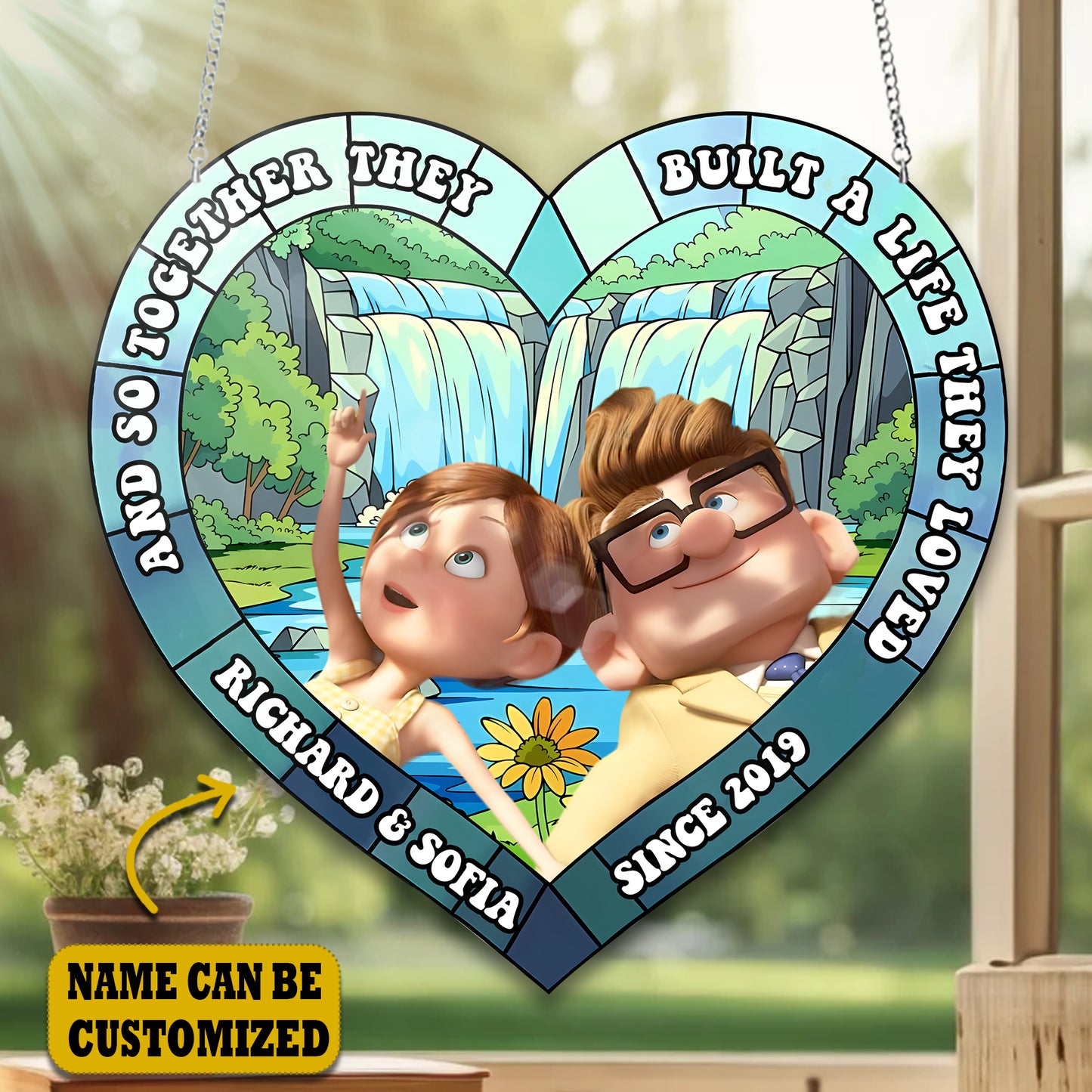 Old Couple Acrylic Window, Couple Acrylic Window Hanging