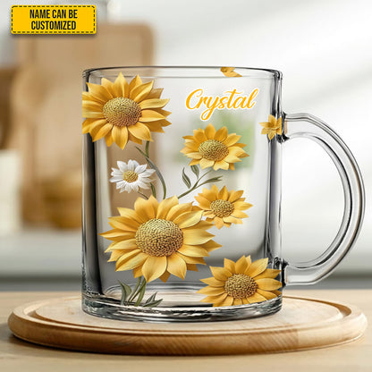 Beautiful Sunflower - Personalized Sunflower Glass Mug