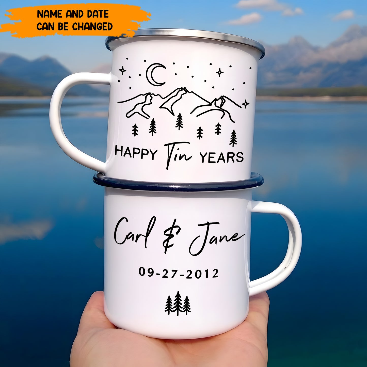 Happy Tin Years Anniversary Gift - Personalized Enamel Mug