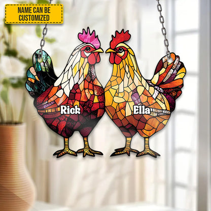 Chicken Couple Acrylic Window - Personalized Acrylic Window