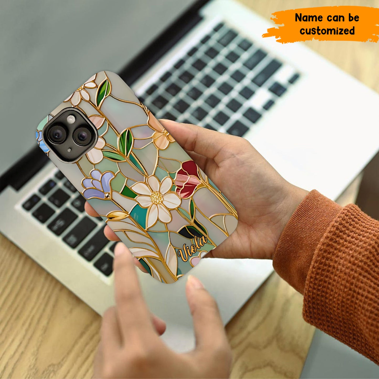 Personalized Wildflower Stained Glass Effect Phone Case