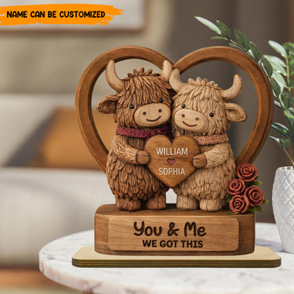 Custom Highland Cow Wooden Plaque – Personalized Couple Gift
