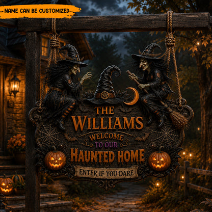Personalized Witch Halloween Wooden Sign