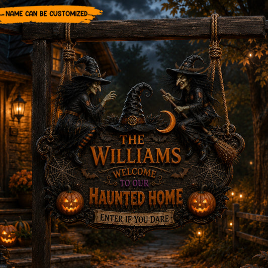 Personalized Witch Halloween Wooden Sign