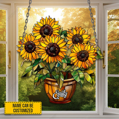 Personalized Vibrant Sunflowers Window Hanging Acrylic