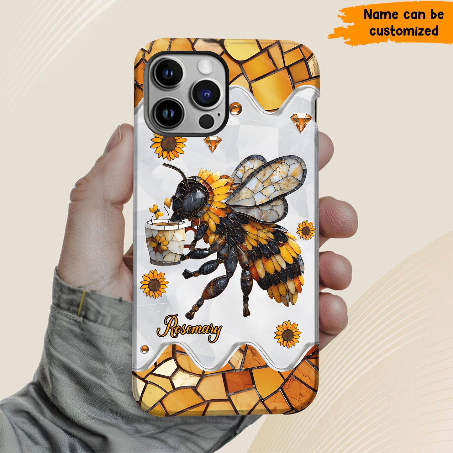 Personalized Stained Glass Bee Phone Case