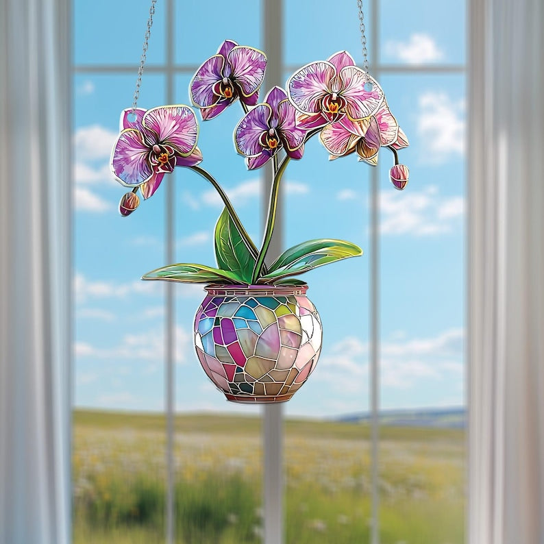 Orchid Flower Window Hanging Acrylic