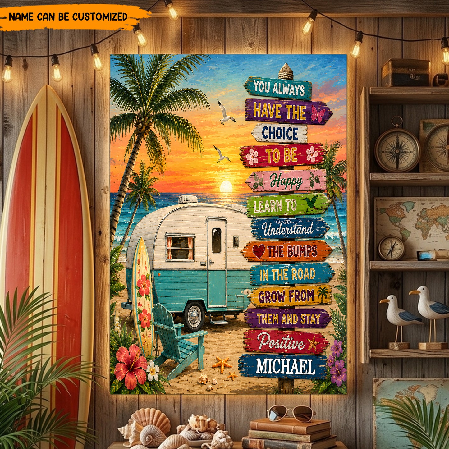 Happy Camper Vibes – Personalized Poster Canvas