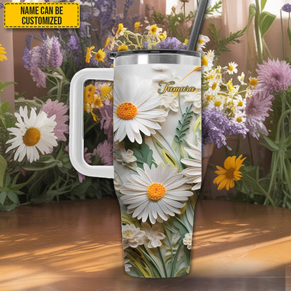 Love Daisy - Personalized Tumbler With Handle 40oz