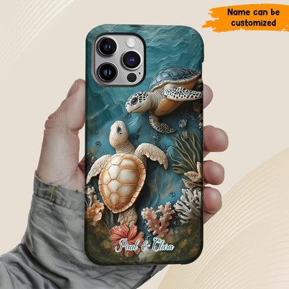 Personalized Couple Turtles Love Phone Case