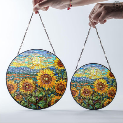 Sunflower Acrylic Window Hanging , Floral Pendant Window Wall