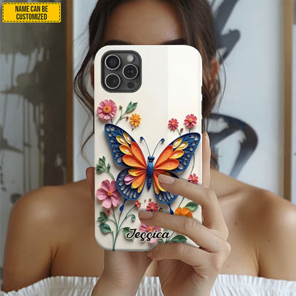 Personalized Butterfly & Floral Phone Case