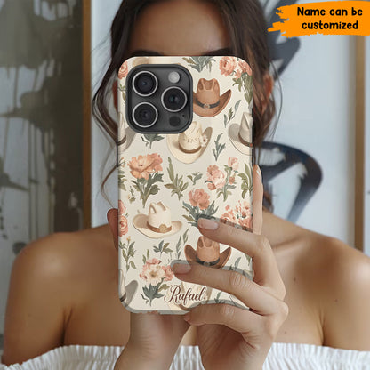 Cowgirl Hat Flowers - Personalized Phone Case