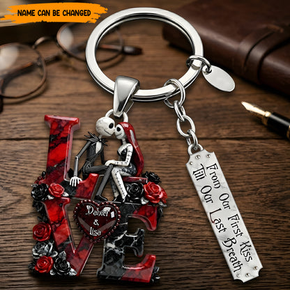 Personalized Gothic Couple LOVE Keychain