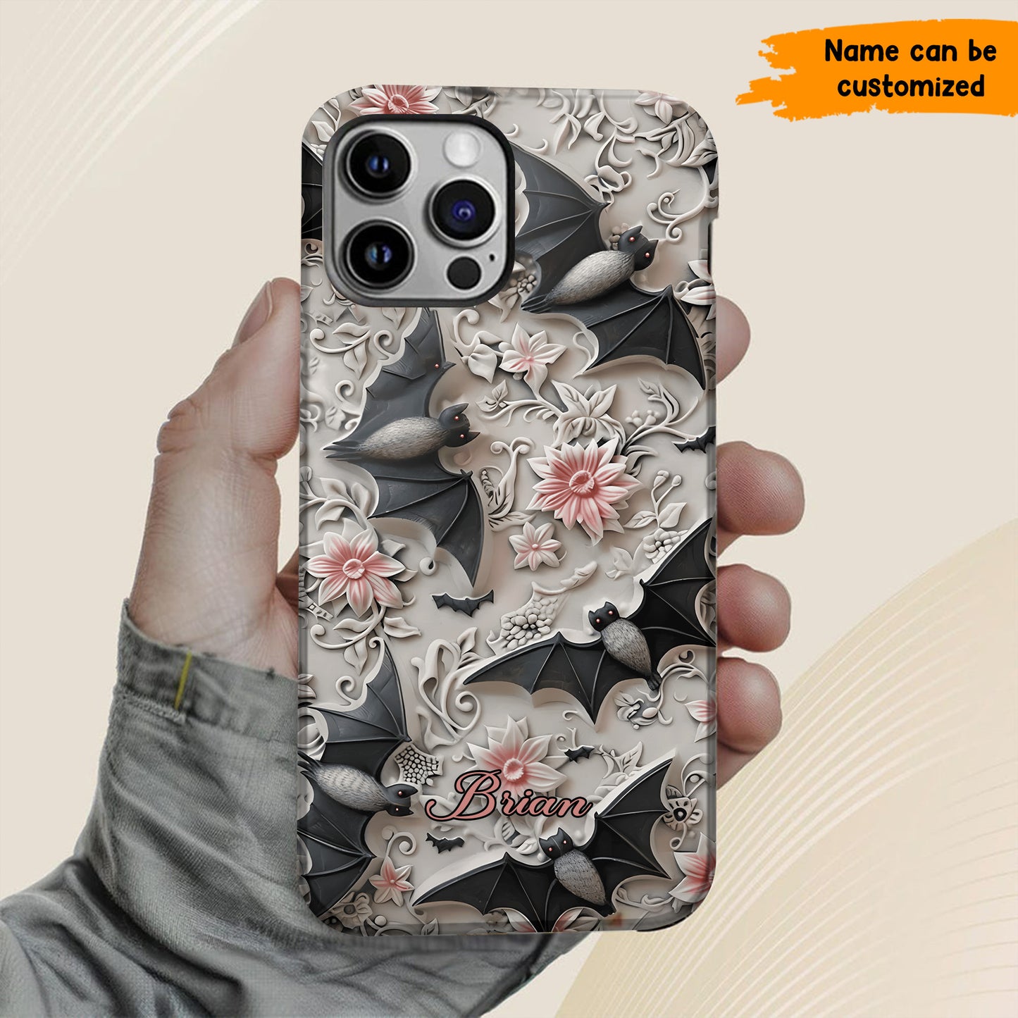 Midnight Garden – Personalized Bat & Floral Phone Case