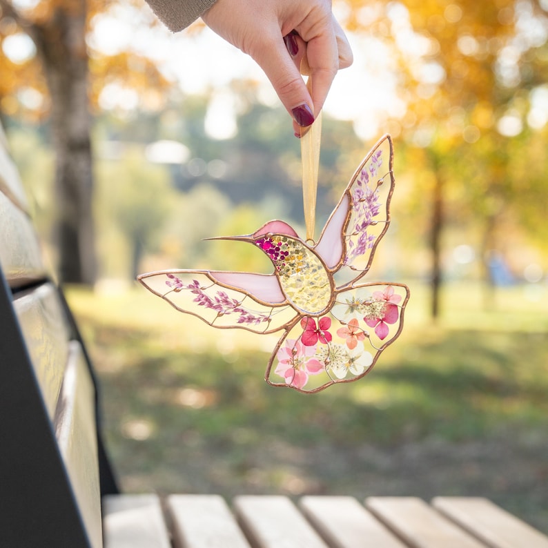 Hummingbird Stained Glass Suncatcher