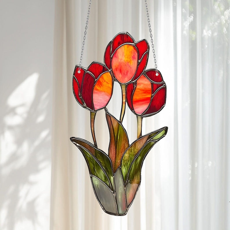Colorful Tulip Window Hanging Acrylic
