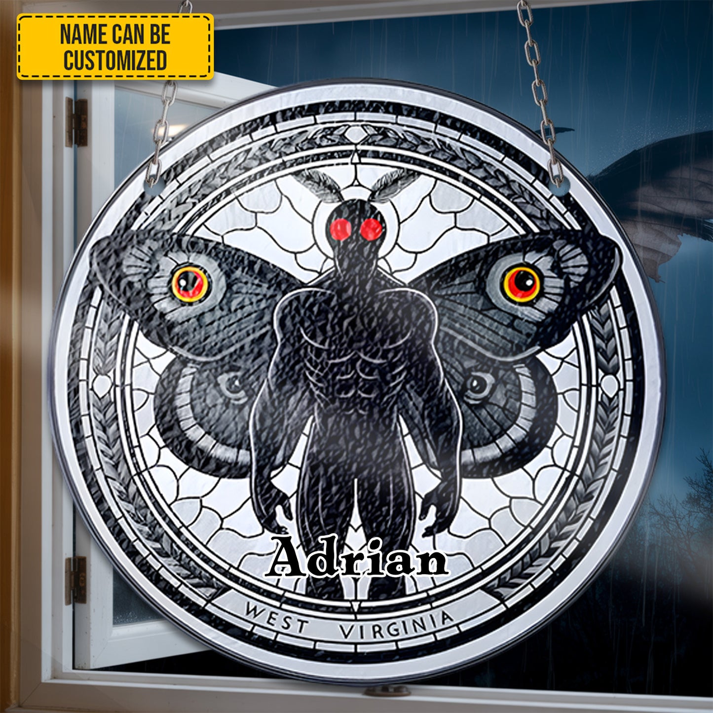 Mothman Personalized Stained Glass Suncatcher