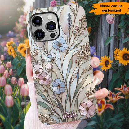Wildflower Stained Glass Effect  – Personalized Flower Phone Case