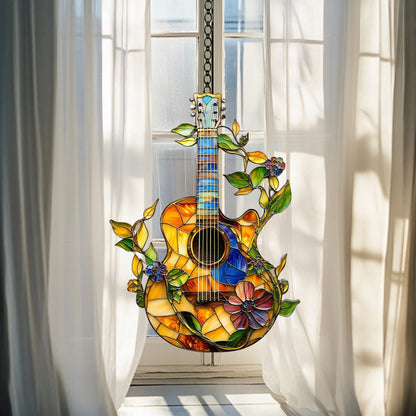 Guitar and Flower ACRYLIC Window Hanging