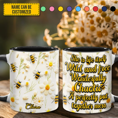 She Is Life Itself  - Personalized Bee Accent Mug