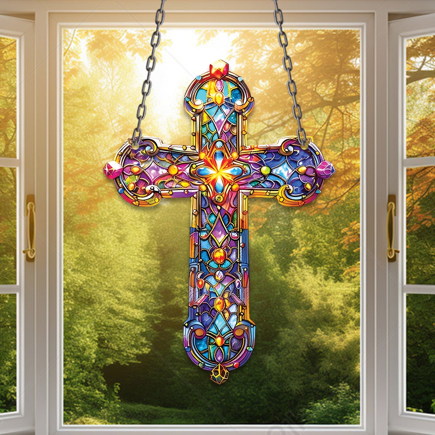 Radiant Cross Acrylic Window Hanging