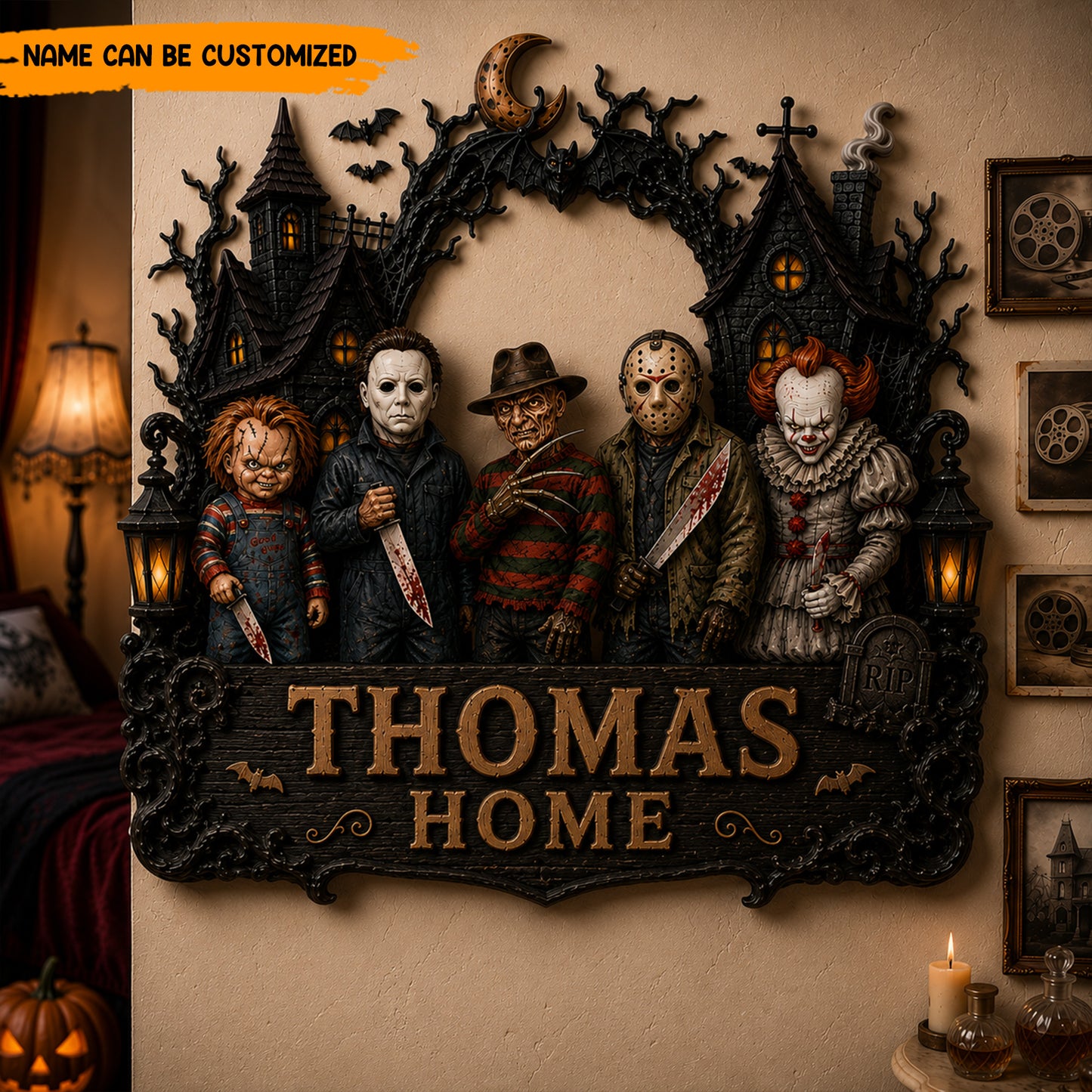 Personalized Halloween Horror Wooden Sign