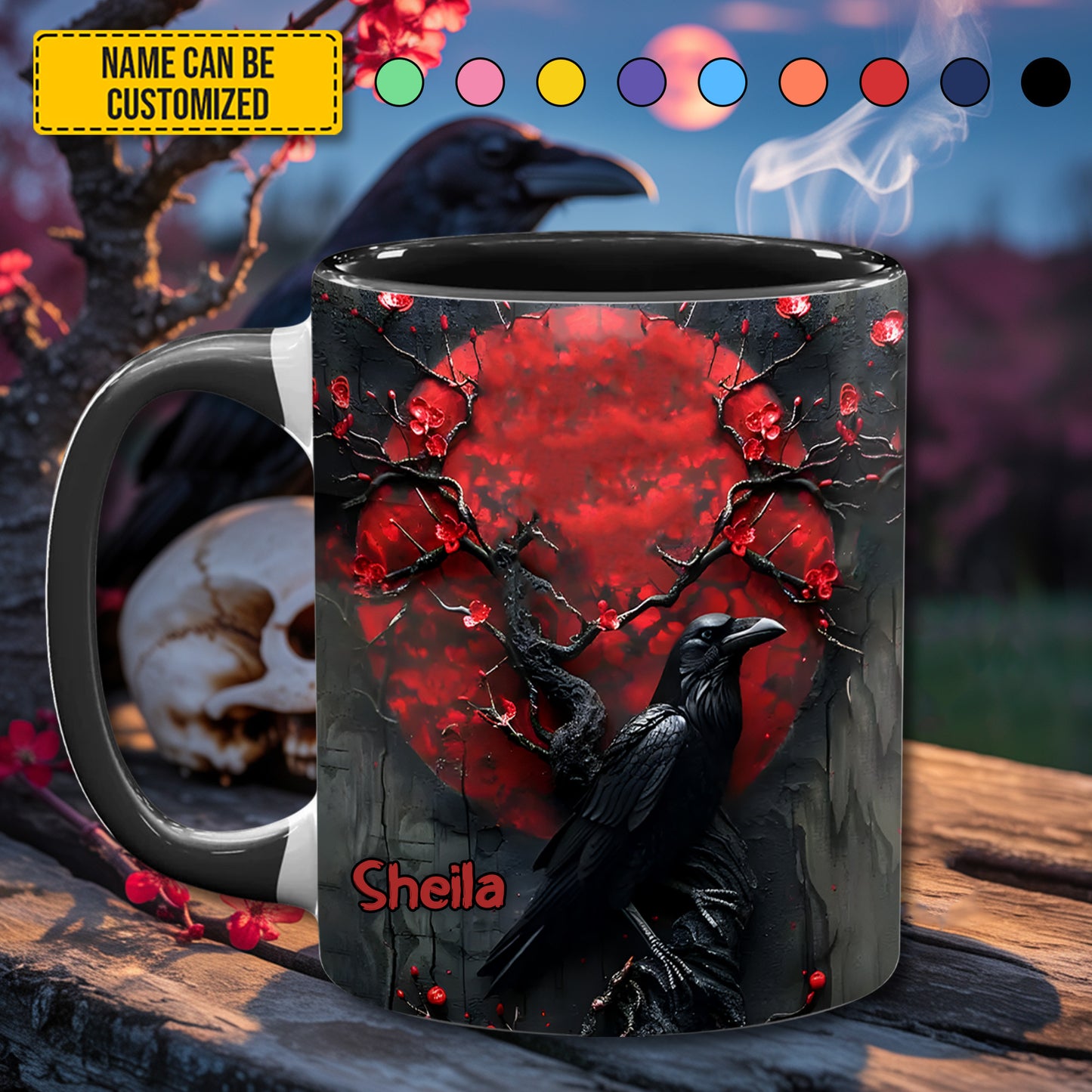 Blood Moon Raven - Personalized Accent Mug