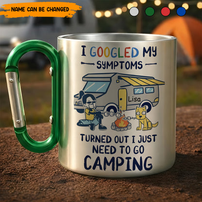I Google My Symptoms – Personalized Camping Carabiner Mug