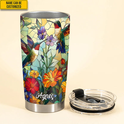 Personalized Stained Glass Hummingbird Tumbler