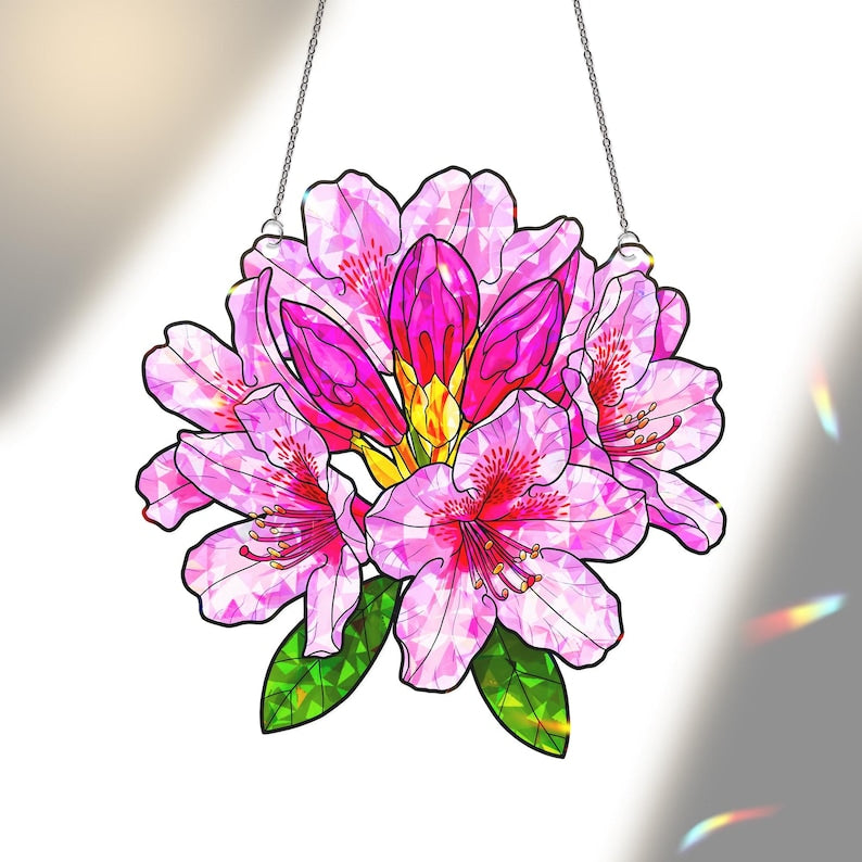 Radiant Rhododendron Bloom Acrylic Window Hanging