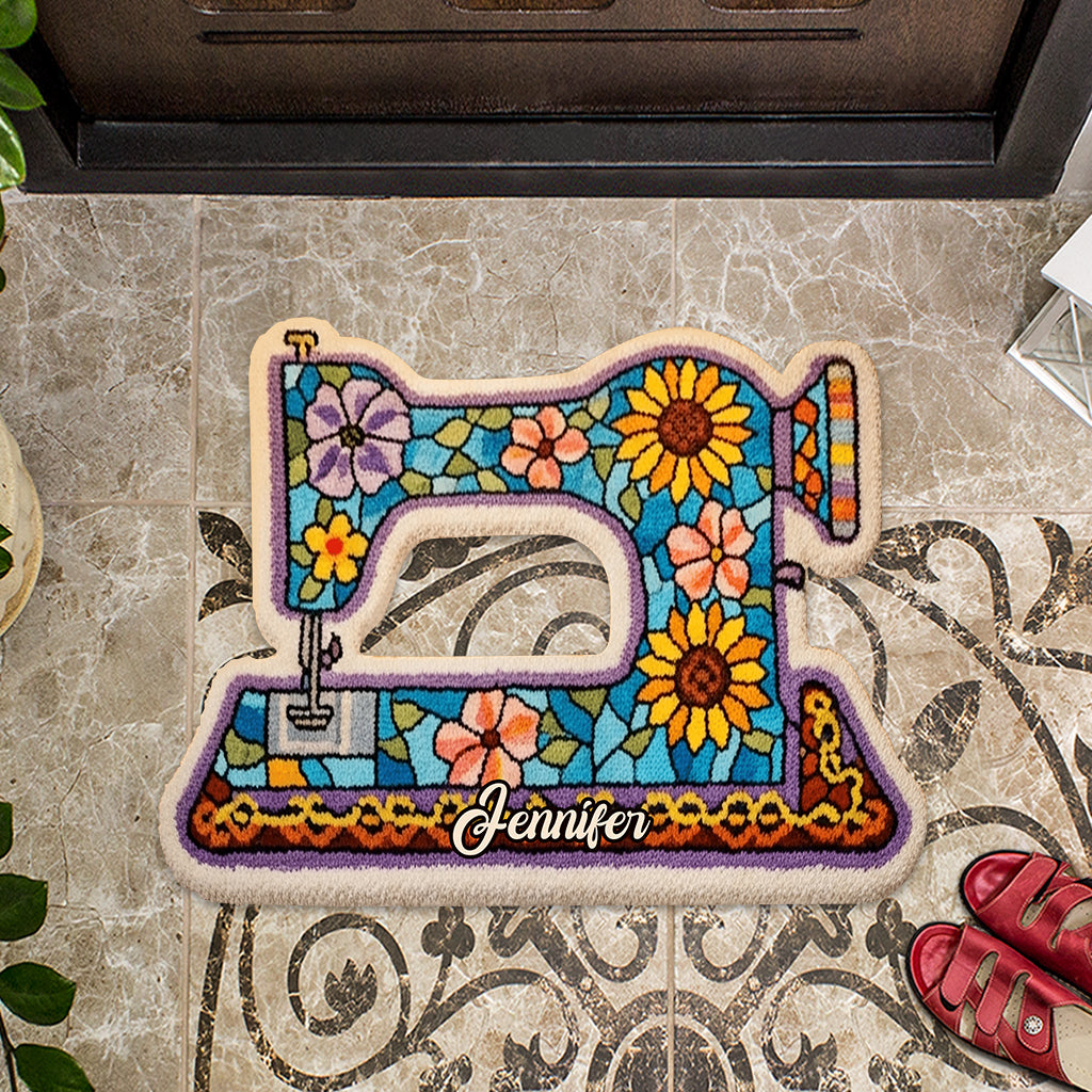 Sewing Machine - Personalized Sewing Shaped Doormat/ Rug