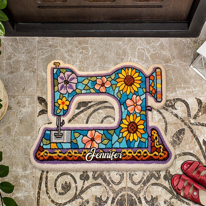 Sewing Machine - Personalized Sewing Shaped Doormat/ Rug