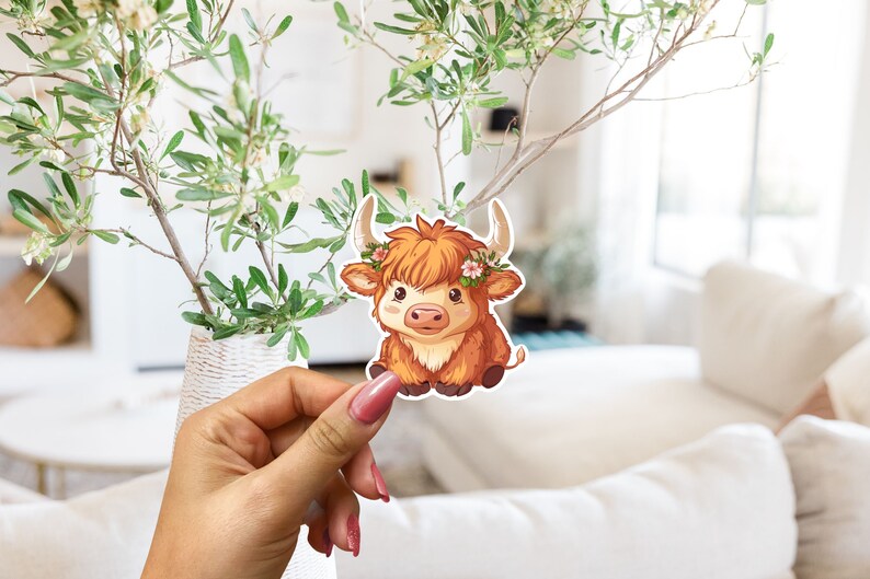 Adorable Cute Baby Highland Cow Kawaii Sticker