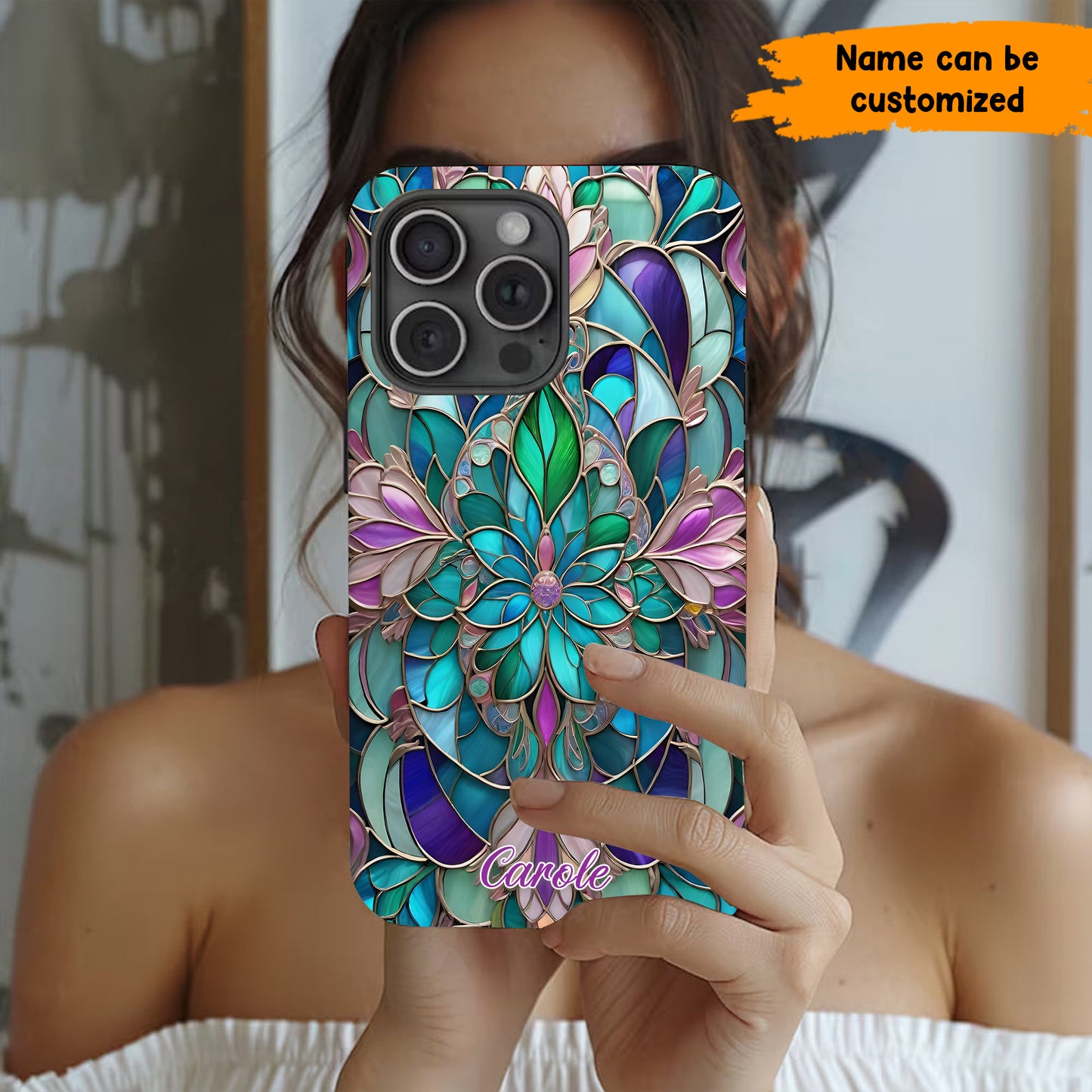 Personalized Stained Glass Mandala Phone Case