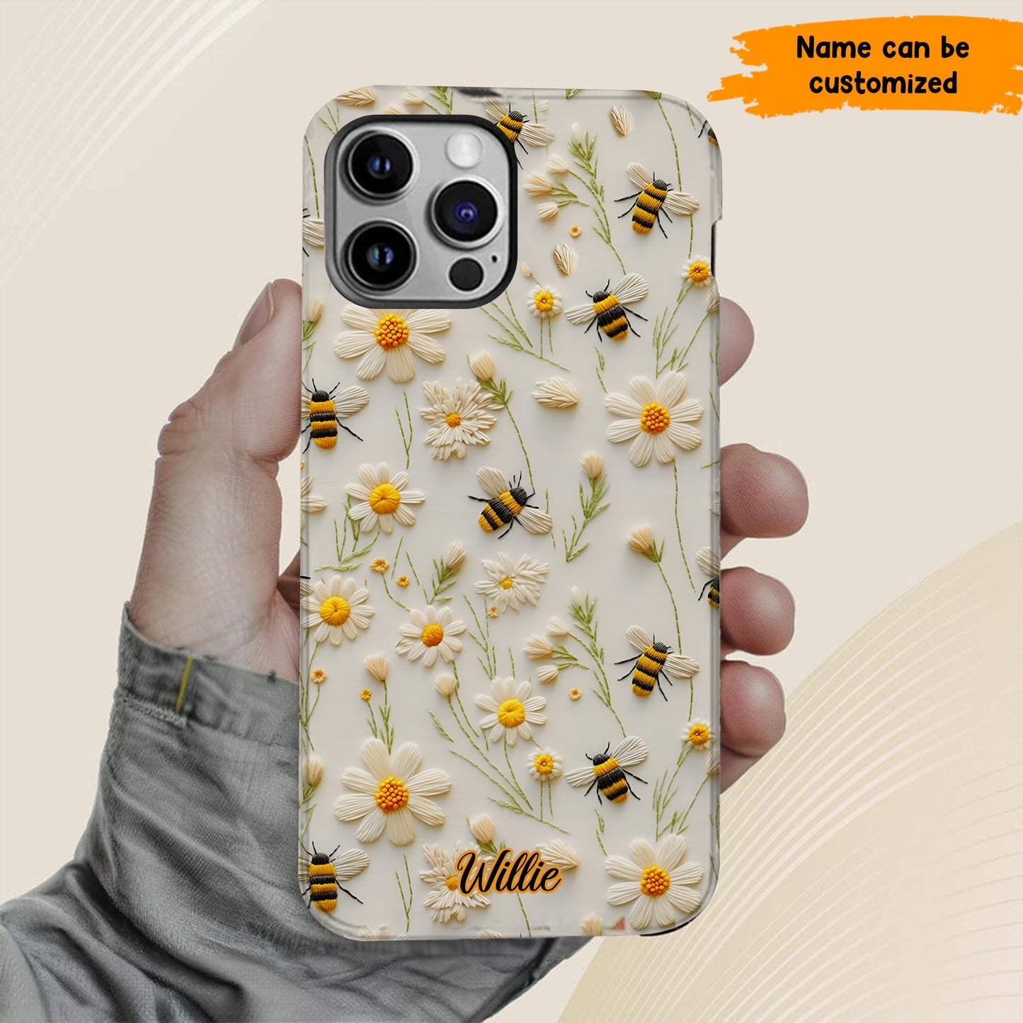 Bee & Daisy Floral - Personalized Phone Case