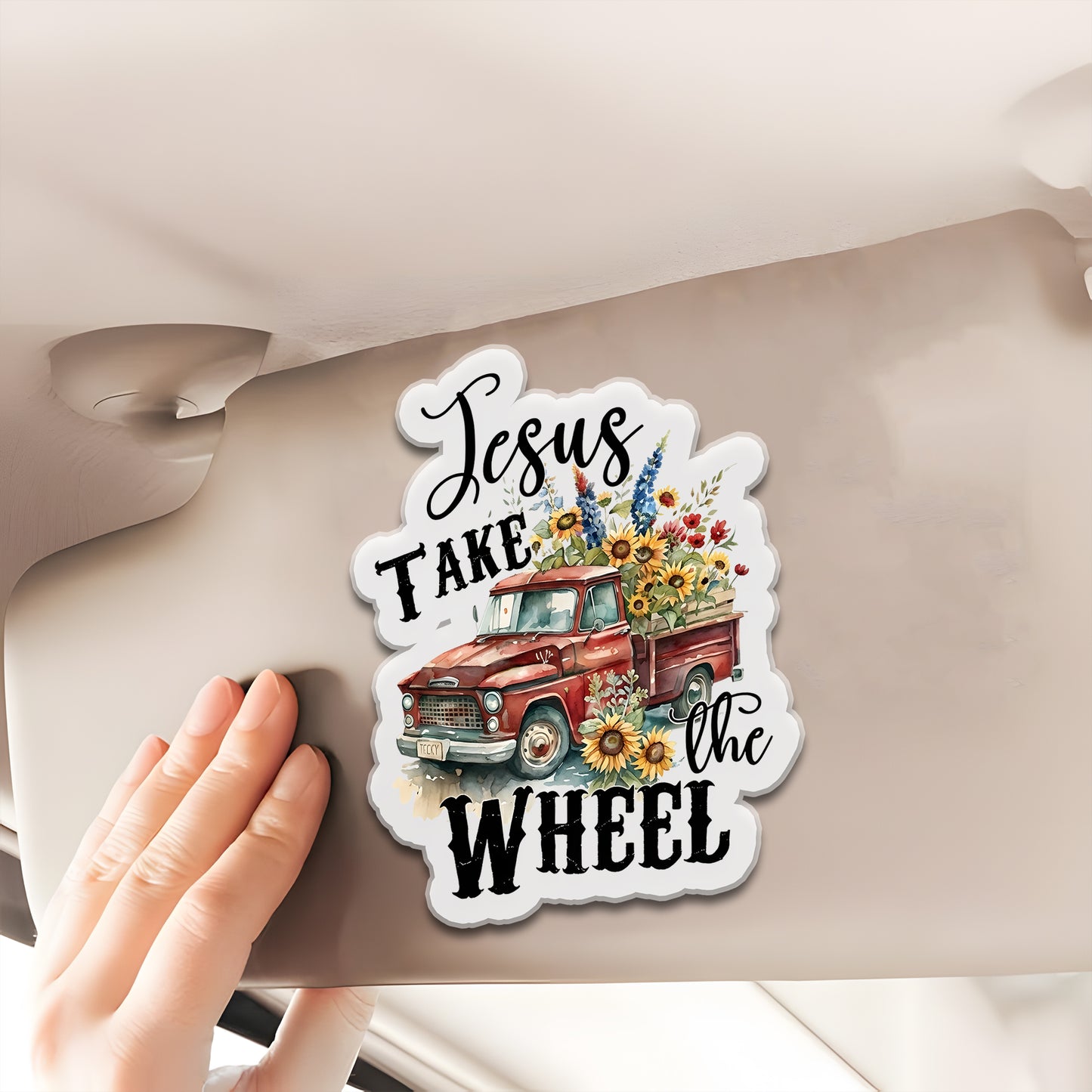 Jesus Take The Wheel Custom Shaped Car Visor Clip