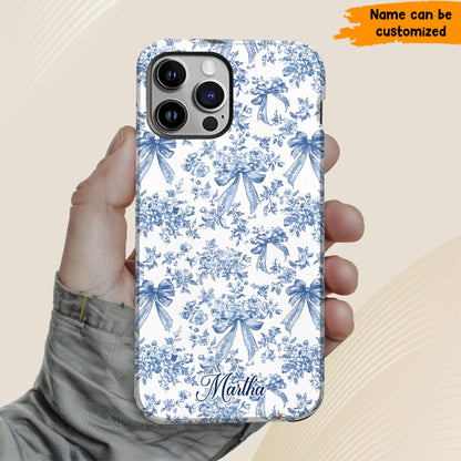 Personalized Bow Toile De Jouy Phone Case