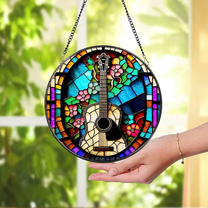 Colorful Guitar Window Hanging Suncatcher