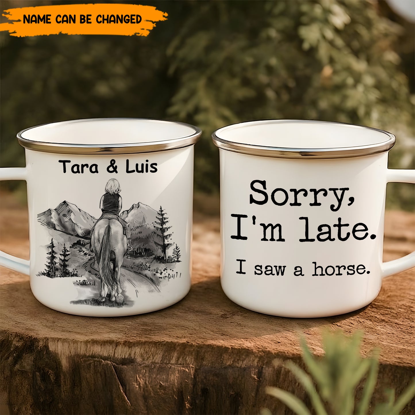 I Saw A Horse - Personalized Enamel Mug