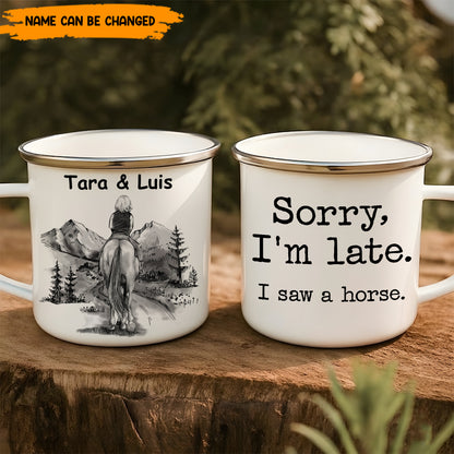 I Saw A Horse - Personalized Enamel Mug