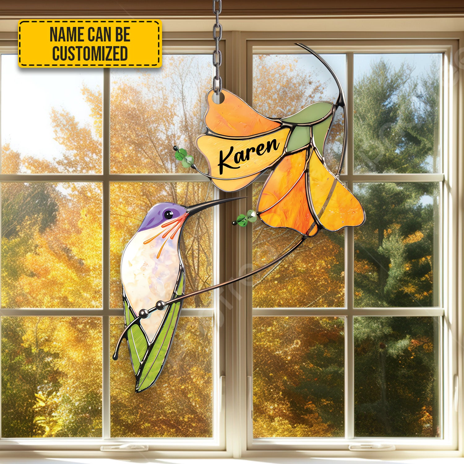 Stunning Humming Bird - Personalized Hummingbird Acrylic Window