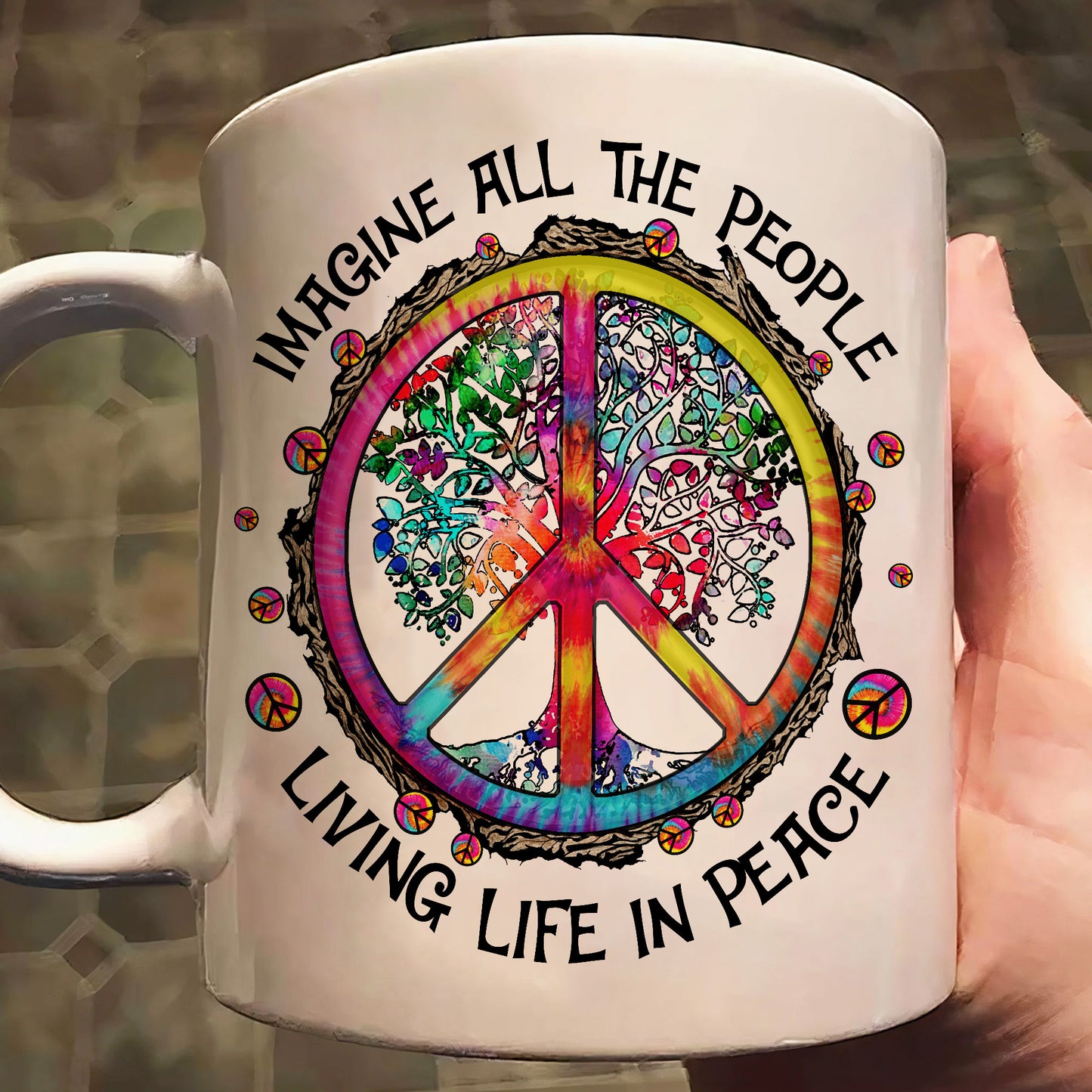 Imagine All The People - Hippie White Mug