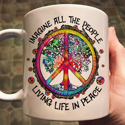 Imagine All The People - Hippie White Mug
