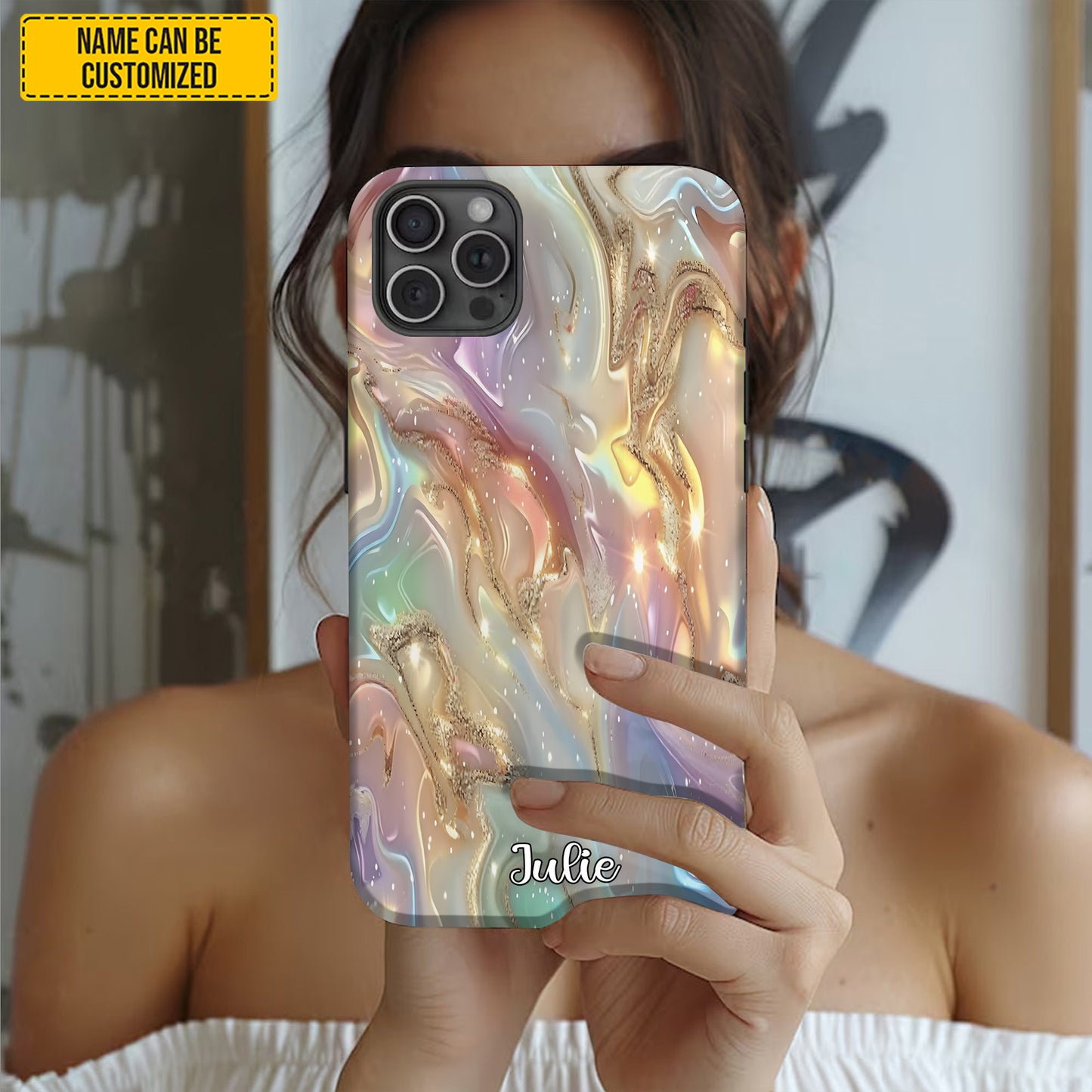 Personalized Iridescent Marble Phone Case