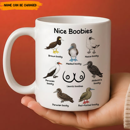 Funny Mug - Nice Boobies - Funny Gift For Women, Wife, Girlfriend, Coworkers - Personalized White Mug