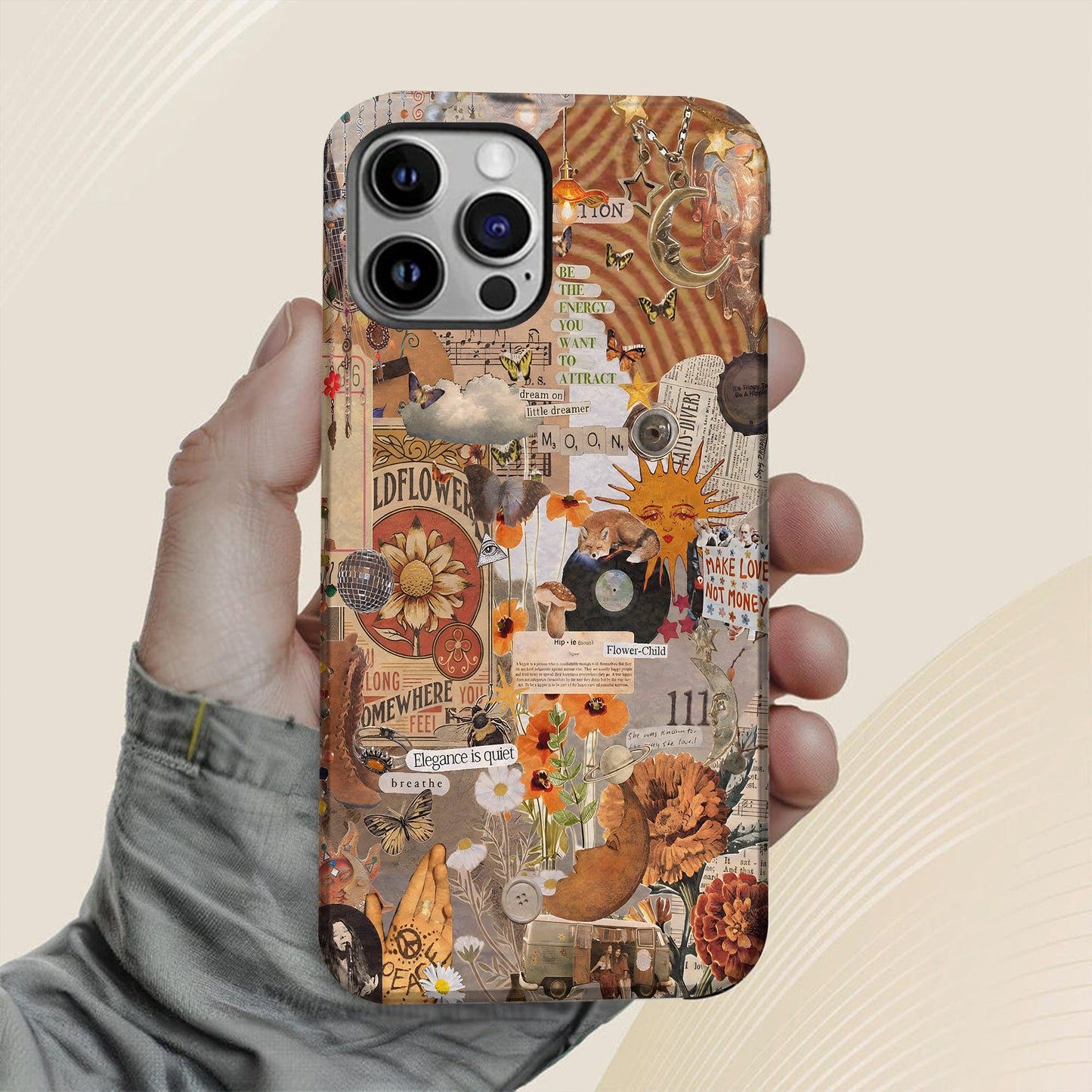 Boho Collage Phone Case – Flower Child Energy