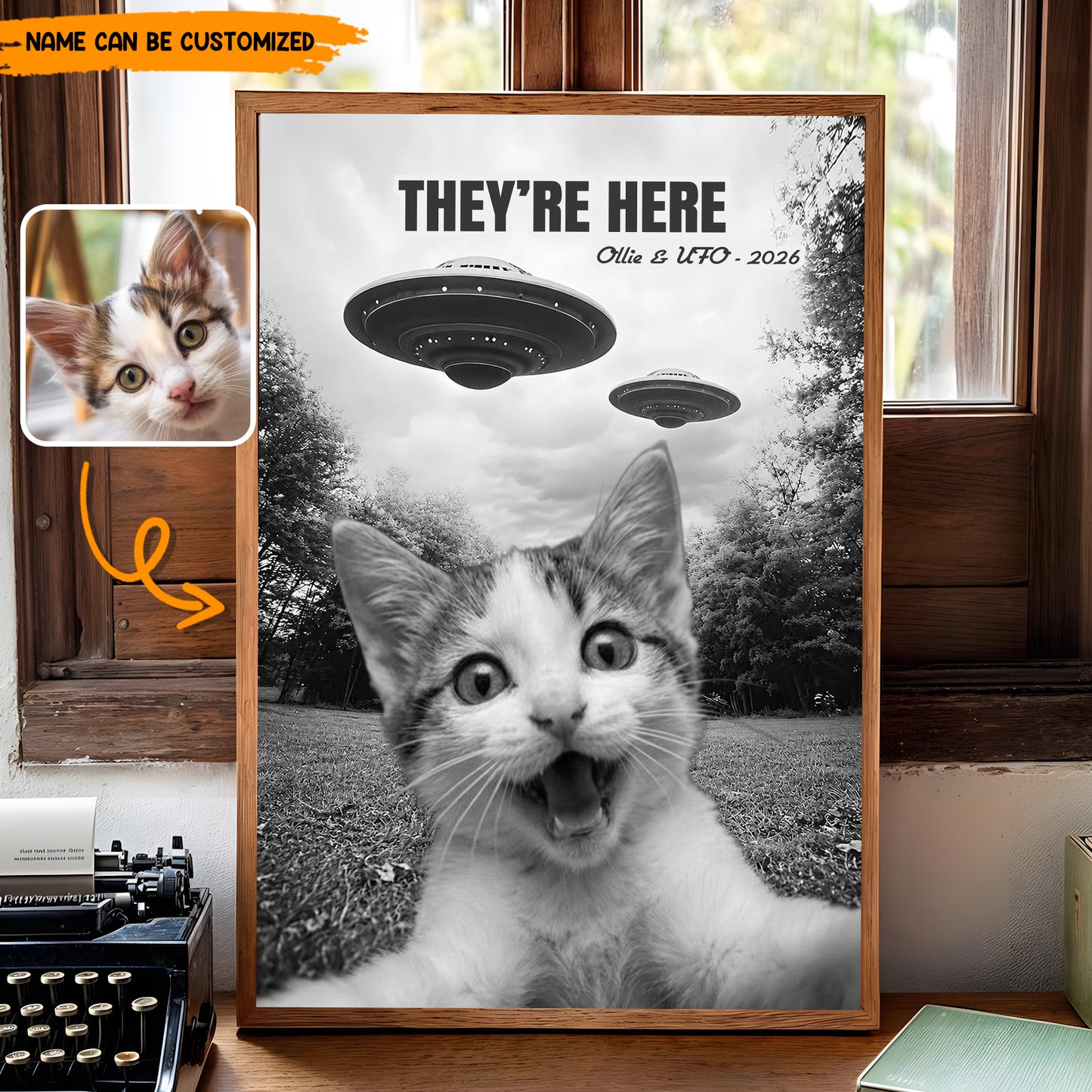 I Want To Believe – Personalized UFO Pet Selfie Photo Poster & Canvas
