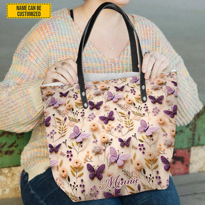Floral Butterflies Tote Bag - Personalized Tote Bag